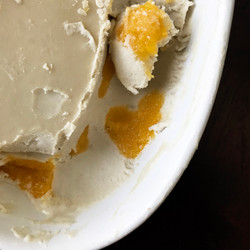 No Churn Tahini Ice Cream With Mango Swirl And Tamarind Sauce