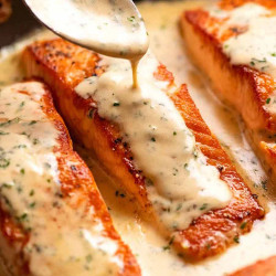 Salmon With Herb &amp; Garlic Cream Sauce