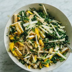 Hetty Kohlrabi, tofu, mango salad with ginger-lime dressing