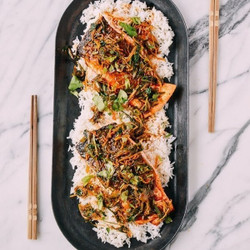 Crispy Scallion Ginger Salmon