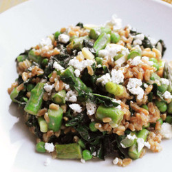 Warm Farro Salad With Asparagus, Peas, And Feta Recipe