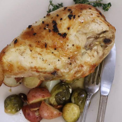 Pan-roasted Chicken With Lemon-garlic Brussels Sprouts And Potatoes