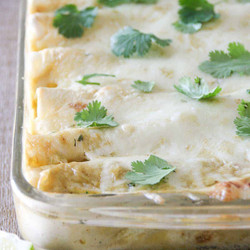 Chicken, Black Bean &amp; Courgette Enchiladas w/ Creamy Green Chile Sauce