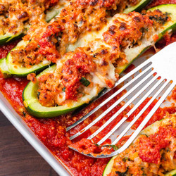Sausage Stuffed Zucchini Boats
