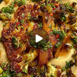 Cauliflower Steak With Chimichurri And Butter Bean Purée