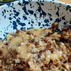 Crispy Rice Chicken Salad W/ A Peanut Dressing