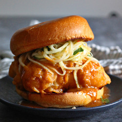 Red Curry Fried Fish Sandwich With Green Papaya Slaw