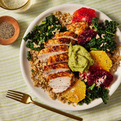 Lemony Chicken &amp; Kale Brown Rice Bowl