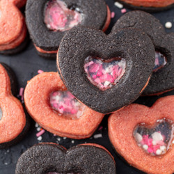 Heart Shaker Cookies - https://vegandollhouse.com/recipes/sprinkle-stained-glass-window-cookies/