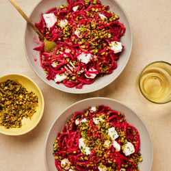 Pink Linguine With Pine Nut Pangrattato And Goat’s Cheese