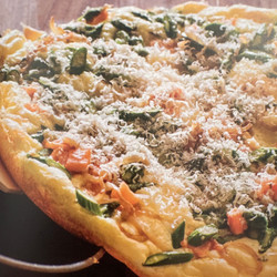 Fluffy omelette with smoked salmon and asparagus