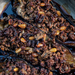Stuffed Aubergine With Lamb And Pine Nuts