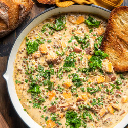 Creamy Lentils And Sweet Potato Skillet