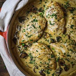 Chicken With Whiskey Mushroom Cream Sauce
