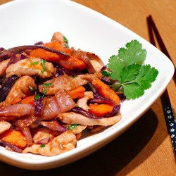 Chicken Stir-fry With Yams, Red Cabbage, And Hoisin