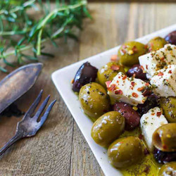 Marinated Olives With Feta Cheese