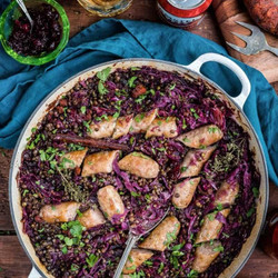 Beer-braised Sausages, Lentils And Red Cabbage