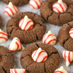 Peppermint Chocolate Thumbprint Cookies