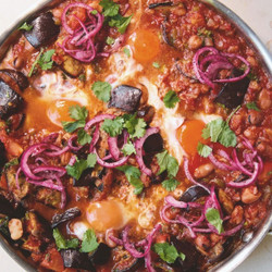 Sami Tamimi’s Eggplant And Fava Beans With Eggs
