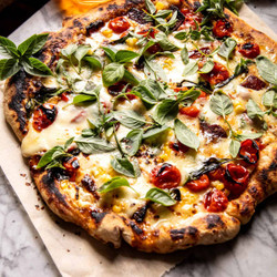 Corn Tomato And Bacon Goat Cheese Pizza