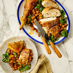 Anchovy-spiked Roast Chicken With Moorish Chickpea And Watercress Salad