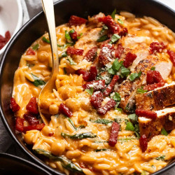 One Pot Chicken Risoni With Crispy Salami (orzo)
