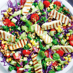 Rainbow Salad With Haloumi And Lentils Recipe