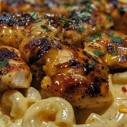 Sweet And Spicy Honey Pepper Chicken With Creamy Macaroni Cheese