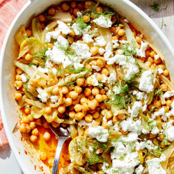 Harissa Olive Oil-braised Chickpeas And Fennel