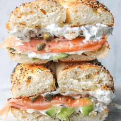 Jerusalem Bagel With Dill Butter, Smoked Salmon And Tzatziki