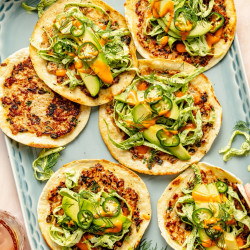 Buffalo Chicken Smash Tacos With Herby Ranch Slaw