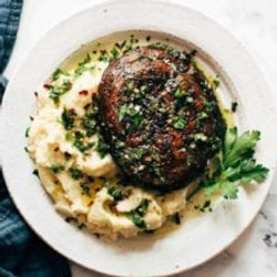 Grilled Chimichurri Portobellos With Goat Cheese Mashed Potatoes