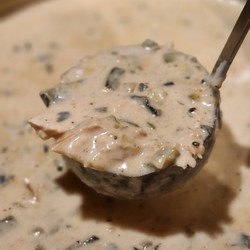 Creamy Poblano Chicken Rellenos Soup