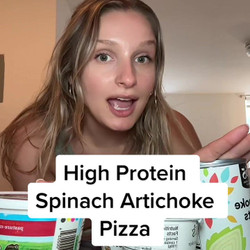 High Protein Spinach Artichoke Pizza