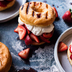 Strawberry Shortcake Grilled Doughnuts.