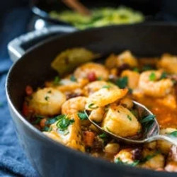 Spanish Seafood Stew With Chorizo And Chick Peas