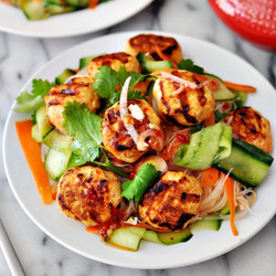 Thai Chicken Meatballs w/ Noodle Salad