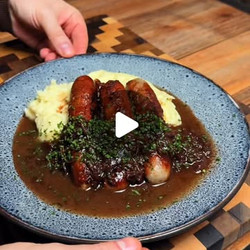 Bangers And Mash With Red Wine And Onion Gravy