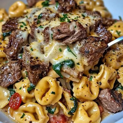 Creamy Tuscan Spinach &amp; Steak Bites Tortellini