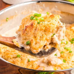 Crack Chicken Soup With Cheddar Bay Biscuit Topping
