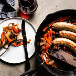 Cast-Iron Sausages with Peppers &amp; Onions (Oven Method)