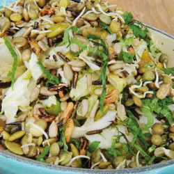 Charred Napa Cabbage With Avocado, Crunchy Seeds, Citrus And Mint