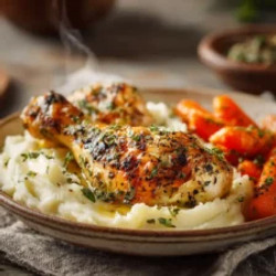 Herb Baked Chicken Drumsticks With Mashed Potatoes And Carrots
