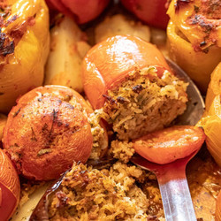 Gemista: Classic Greek Stuffed Peppers &amp; Tomatoes