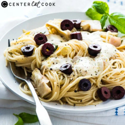 Angel Hair Pasta With Olive, Artichoke And Mozzarella