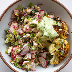 Baked Cauliflower Salad With Feta And Dates