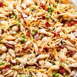 Cheddar, Bacon Pea Pasta Salad