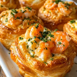 Cheesy Shrimp Puff Pastry Cups