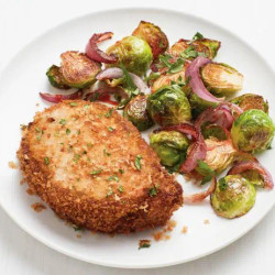 Crispy Pork Chops With Sriracha Brussels Sprouts