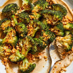 Roasted Broccoli And Whipped Tofu With Chile Crisp Crunch